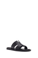 Women's Black Leather Slippers | Derimod