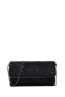 Woman Black Chain-Strap Embellished Evening Mini Clutch Bag | Derimod