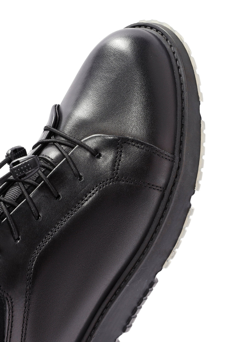 Erkek Siyah Bağcıklı Deri Sneaker