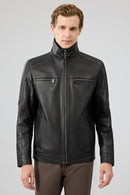 Mateo Men's Black Leather Jacket | Derimod