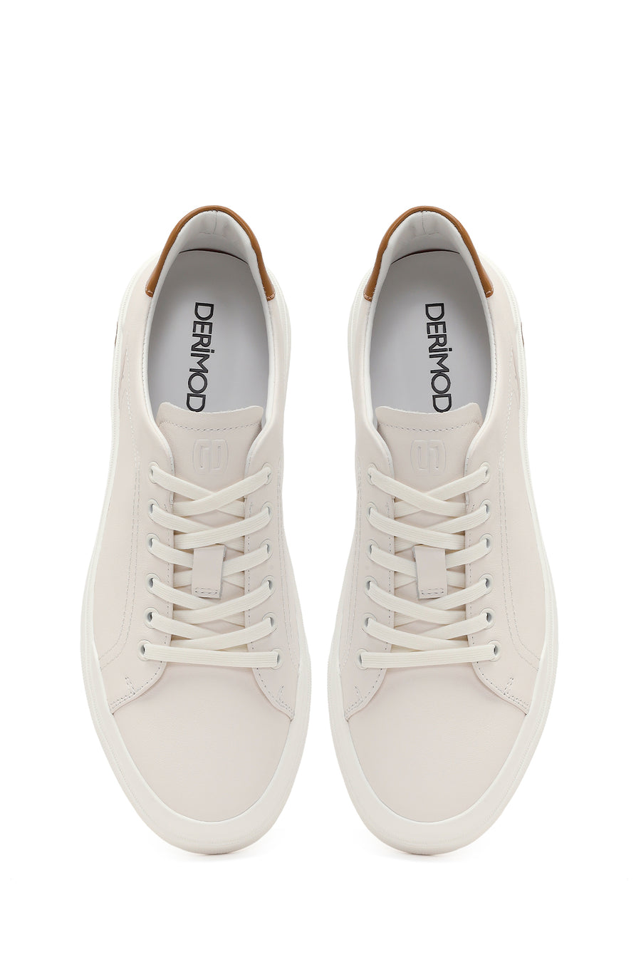 Erkek Beyaz Bağcıklı Deri Sneaker
