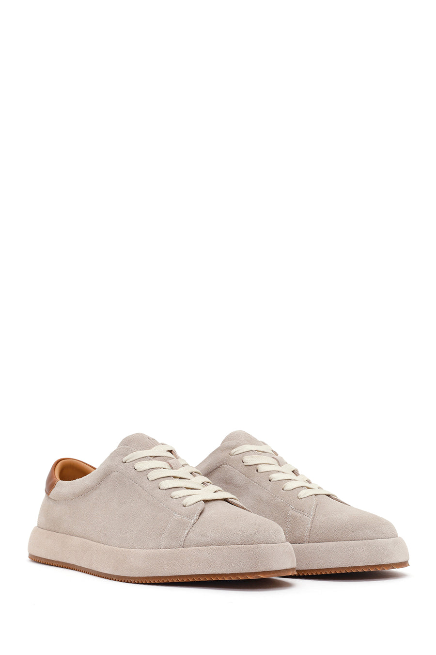 Erkek Gri Bağcıklı Süet Deri Sneaker