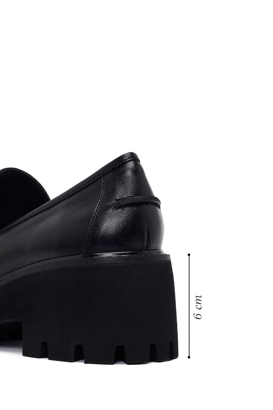 Kadın Siyah Kalın Topuklu Deri Maskülen Loafer