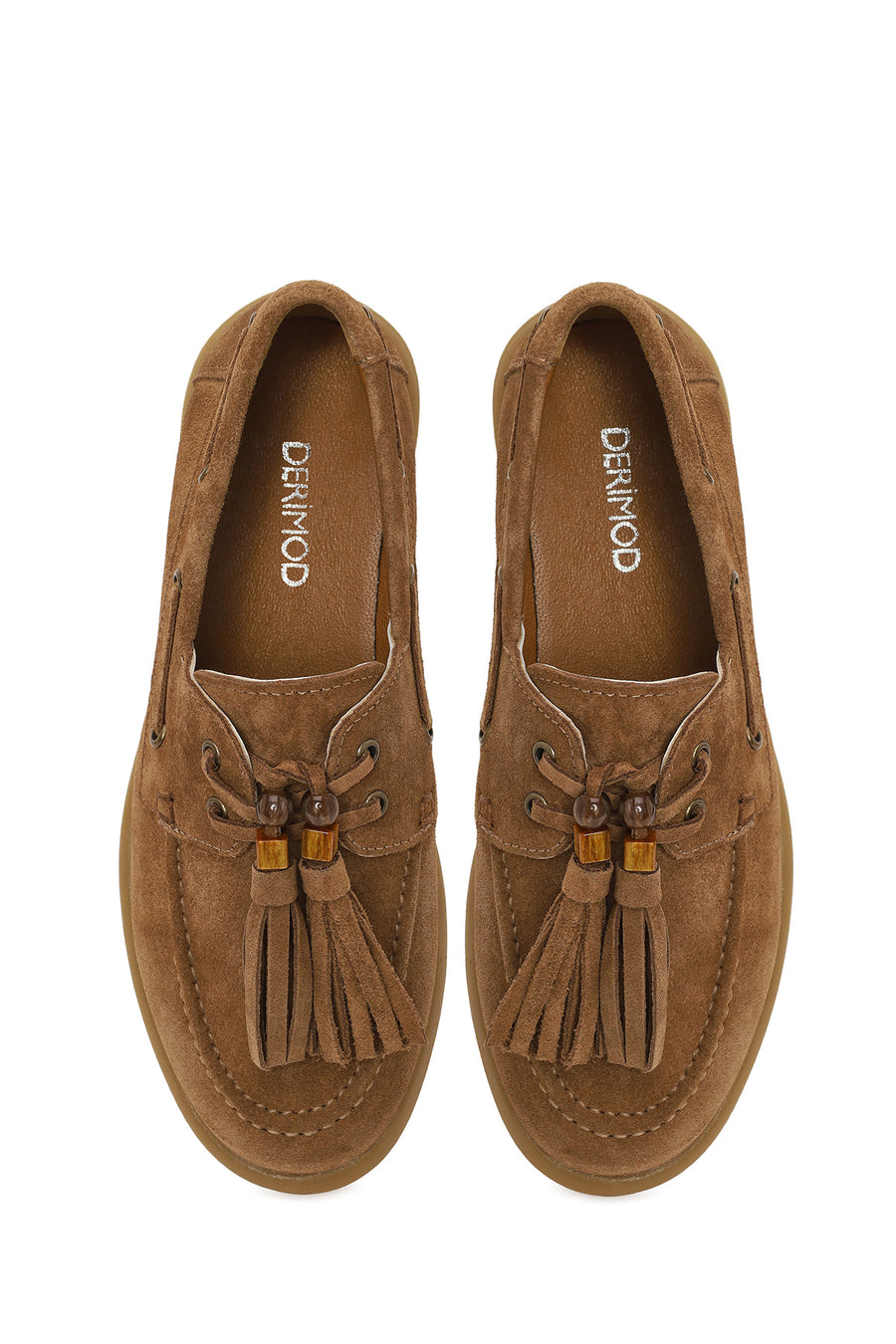 Women's Tan Tassel Suede Leather Loafer