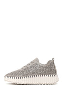 Woman Gray Lace-Up Thick-Soled Patterned Sneaker | Derimod