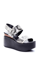 Women's Crocodile Detailed Wedge Heeled Sandals | Derimod