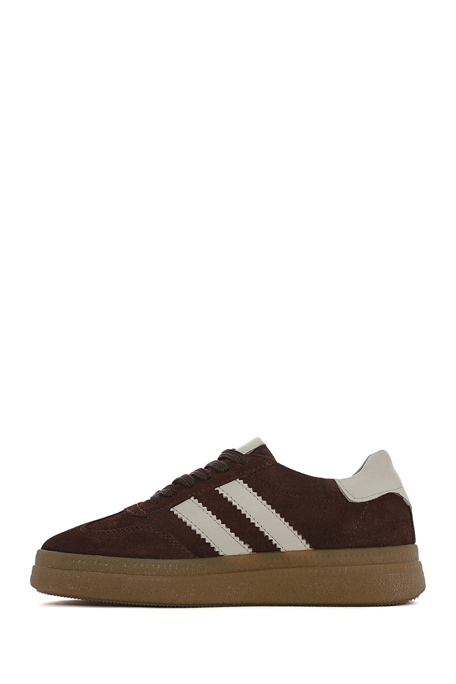 Kadın Kahverengi Bağcıklı Süet Deri Sneaker