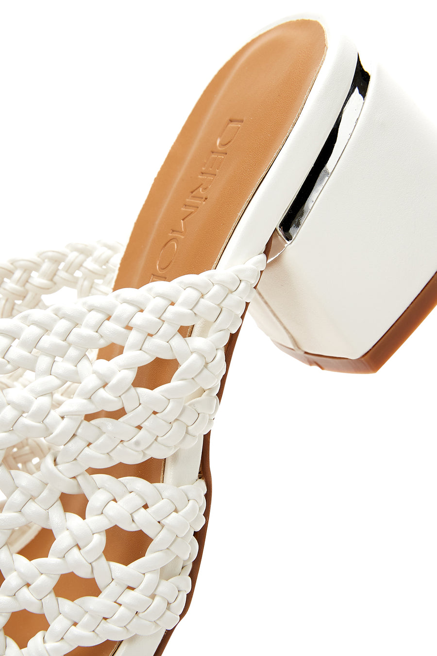 Women's White Knitted Thick Heeled Slippers