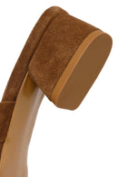 Woman Mink Thick-Heeled Suede Slipper | Derimod