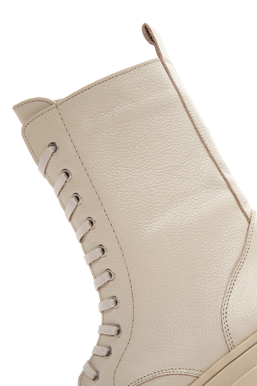 Women's Beige Leather Thick Soled Boots