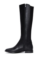 Women's Black Leather Zippered Buckle Boots | Derimod