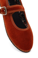 Women's Orange Buckled Fabric Ballet Flat | Derimod