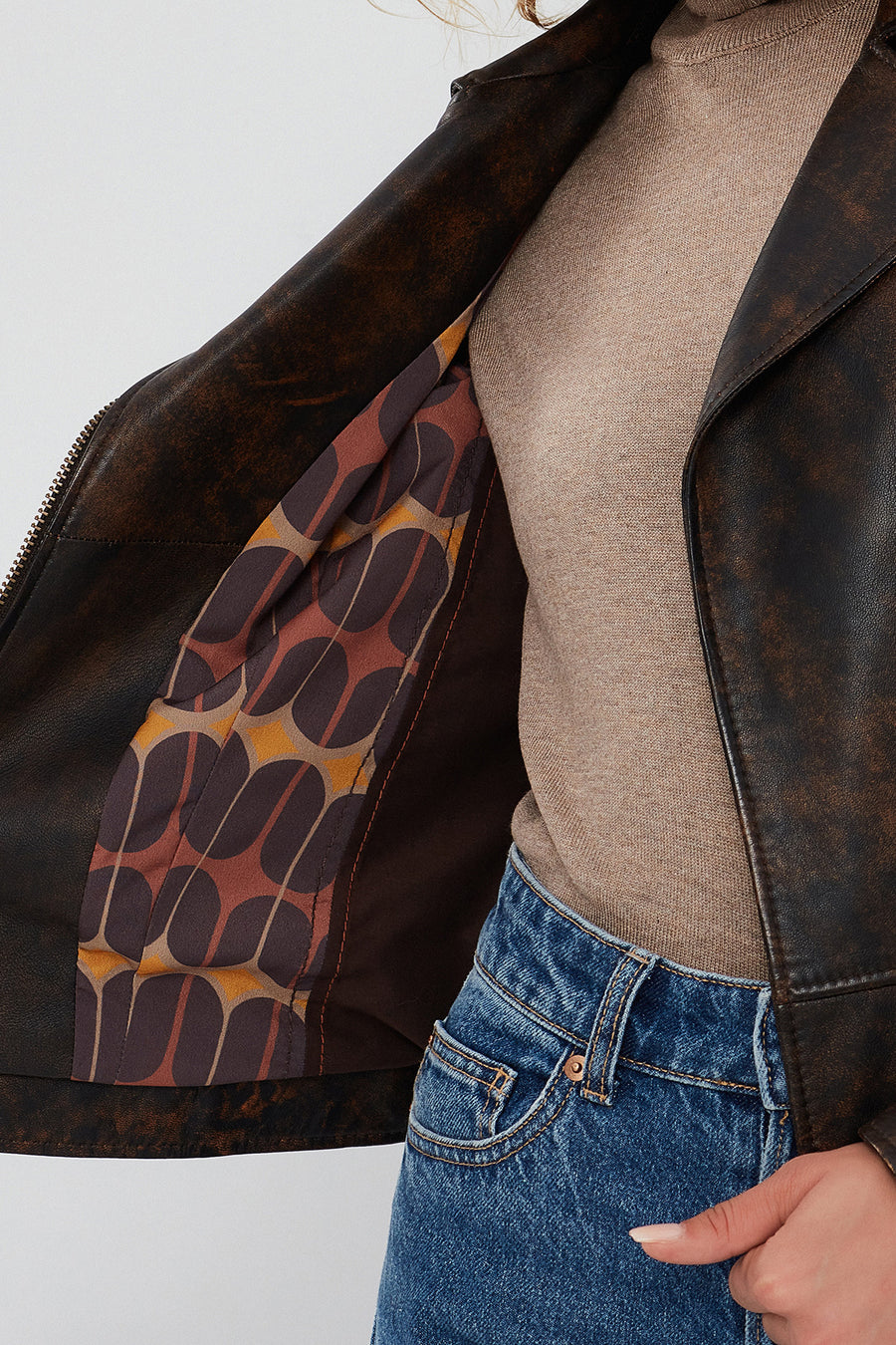 Newyork Women's Brown Vintage Biker Leather Jacket
