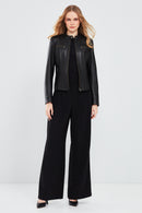 Marlyn Women's Black Short Leather Jacket | Derimod