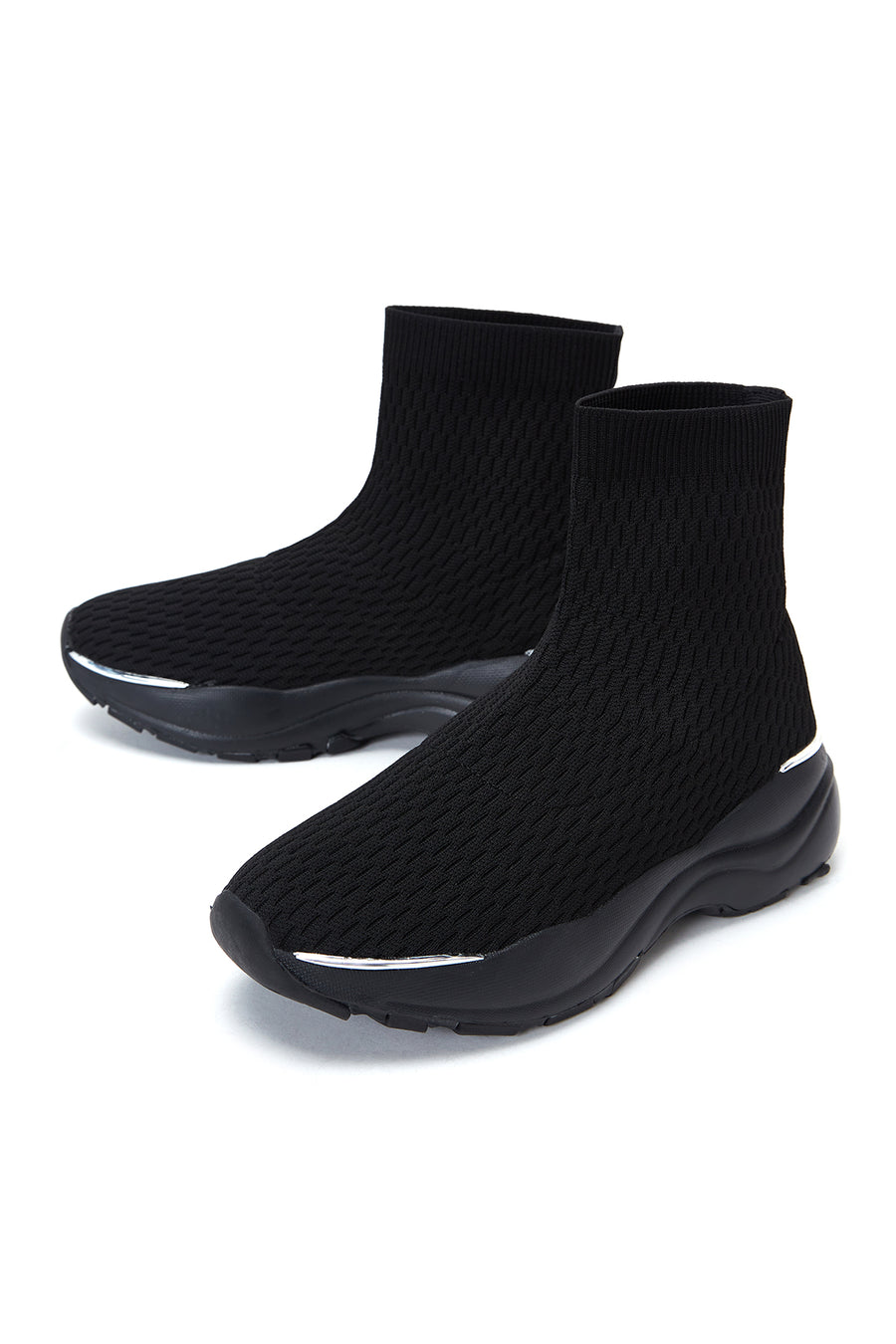 Kadın Siyah Kalın Tabanlı Bilekli Sneaker