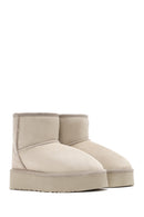 Women's Beige Thick-Soled Suede Leather Boots | Derimod