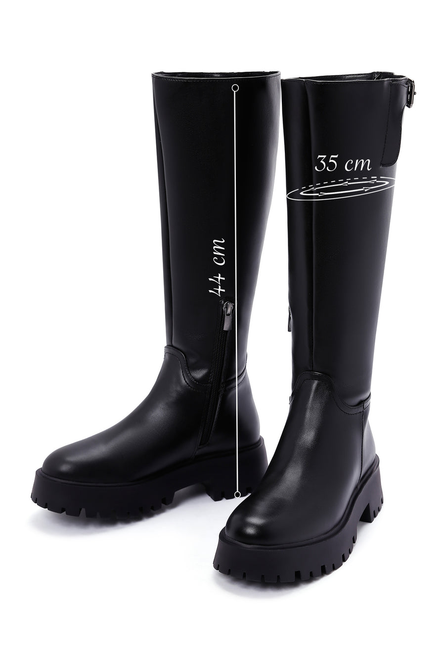 Women's Black Thick Soled Zippered Boots