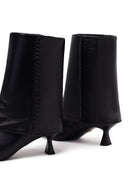 Woman Black Heeled Leather Boots | Derimod