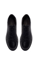 Erkek Siyah Bağcıklı Deri Sneaker | Derimod