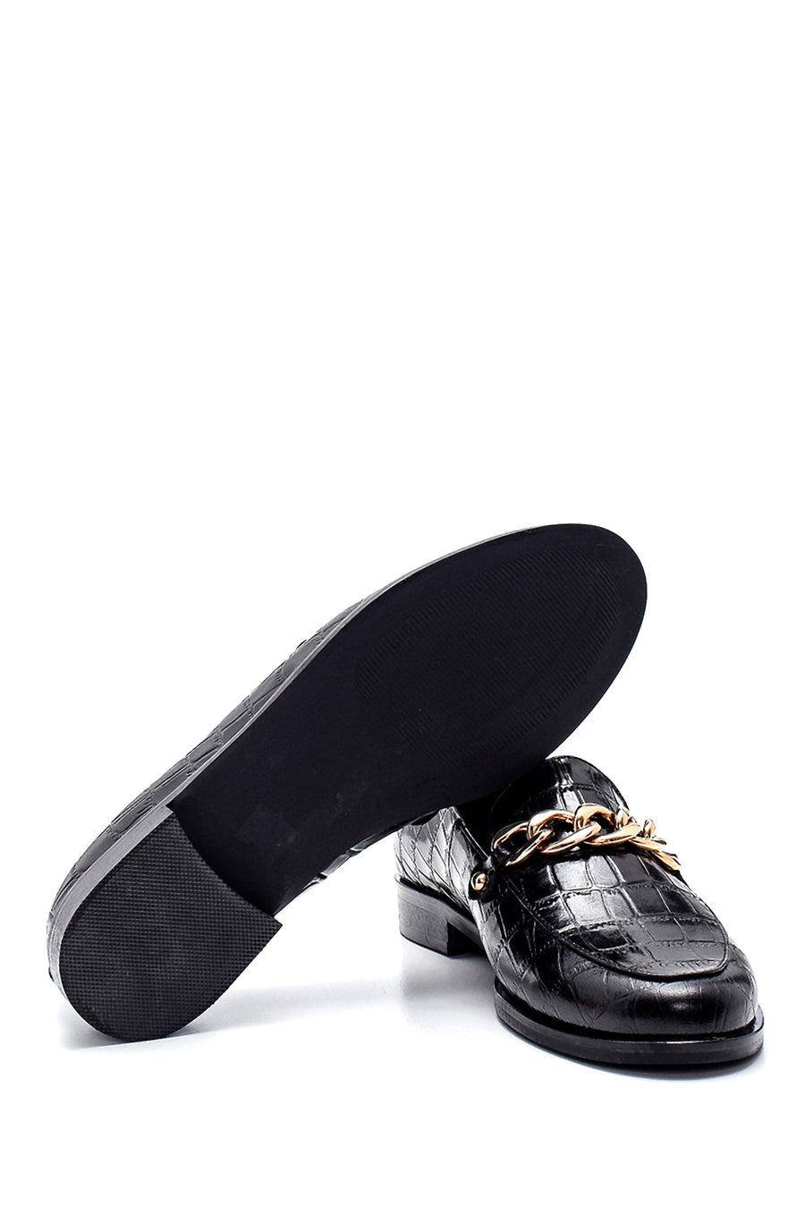 Kadın Deri Zincir Detaylı Loafer