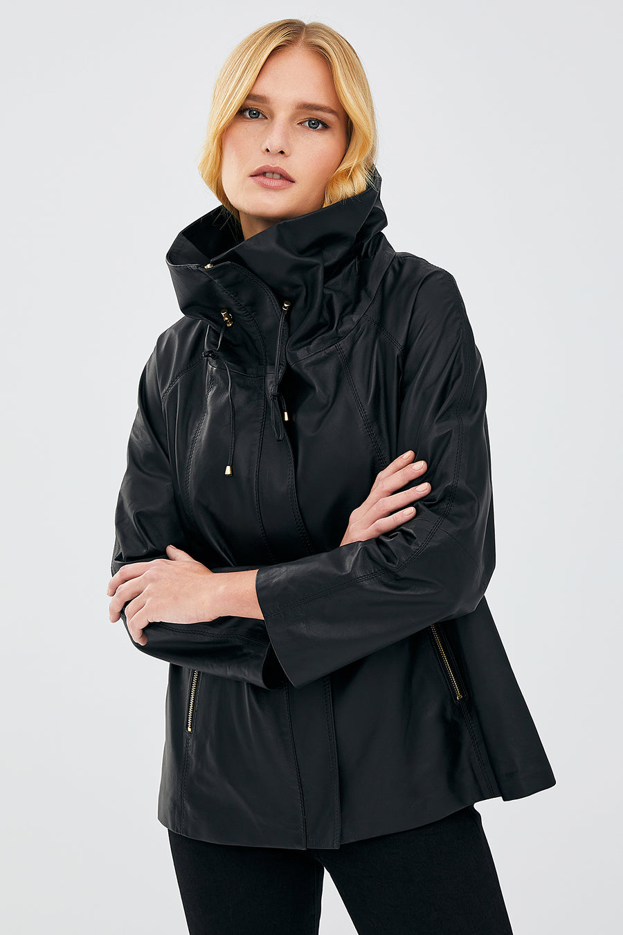 Felicita Kadın Siyah Oversize Deri Ceket