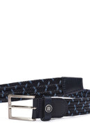 Men's Navy Blue Braided Leather Belt | Derimod