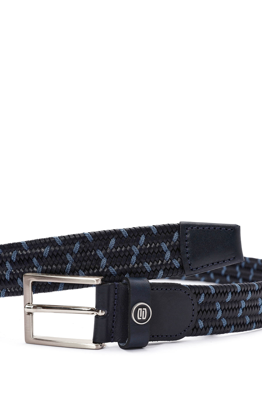 Men's Navy Blue Braided Leather Belt