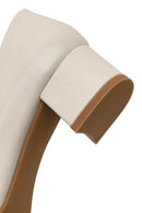 Derimod Flex Women Beige Short Thick Heeled Leather Shoes | Derimod