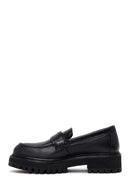 Kadın Siyah Kalın Tabanlı Deri Maskülen Loafer | Derimod