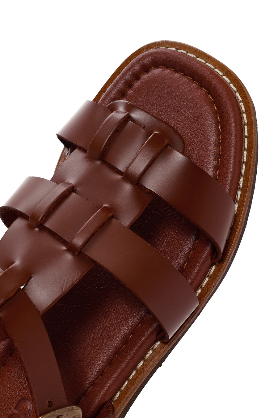 Kadın Kahverengi Bilekten Bantlı Deri Comfort Sandalet