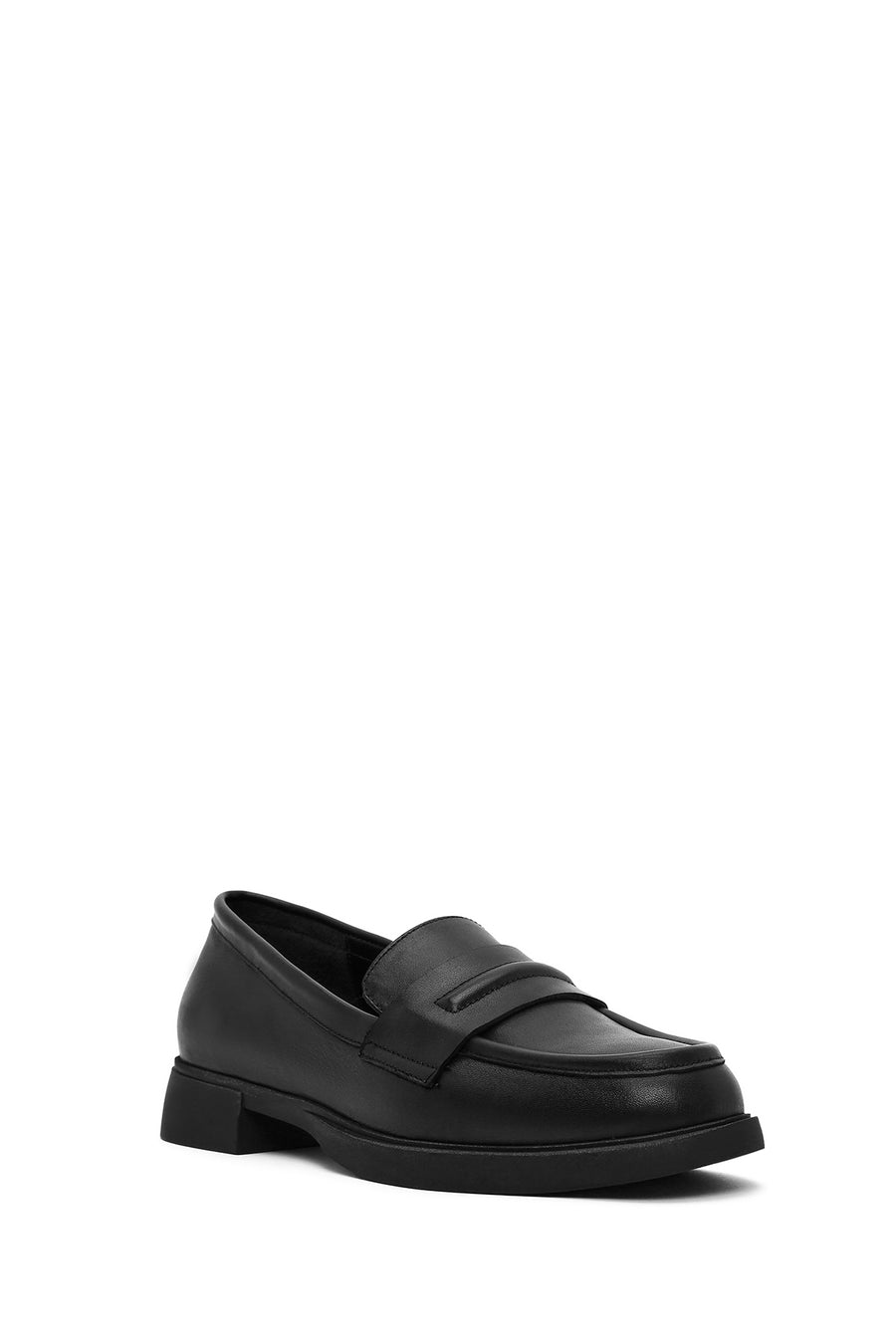 Kadın Siyah Deri Maskülen Loafer