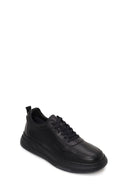 Male Black Lace-Up Thick-Soled Leather Sneaker | Derimod
