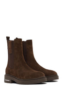 Woman Brown Suede Chelsea Boots | Derimod