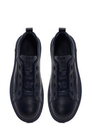 Erkek Lacivert Bağcıklı Deri Sneaker | Derimod