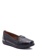 Women's Black Leather Comfort Loafer | Derimod