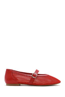 Women's Red Mesh Strappy Ballerinas | Derimod