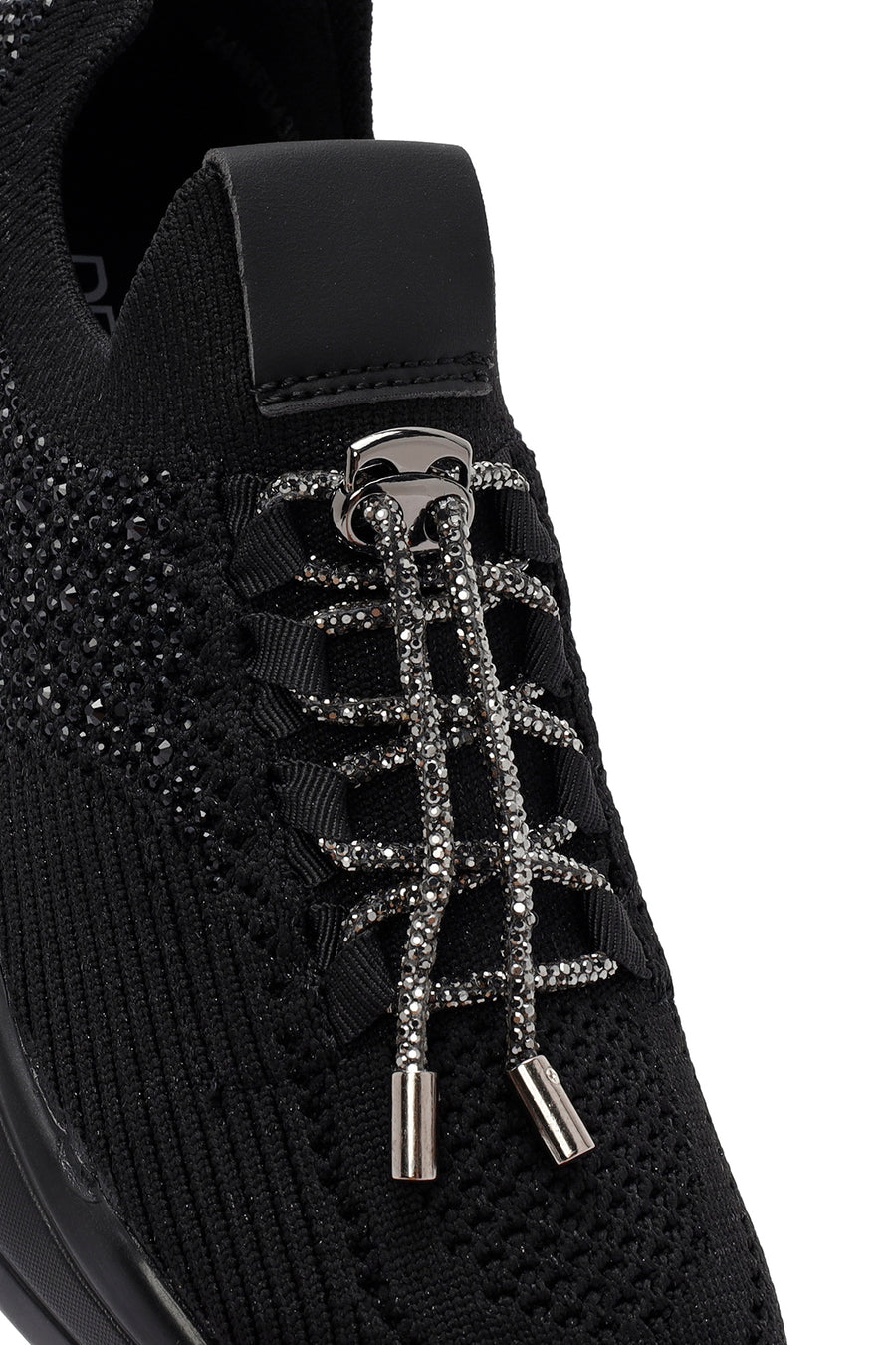 Derimod Zero Women's Black Lace-Up Stone Detailed Fabric Sneakers