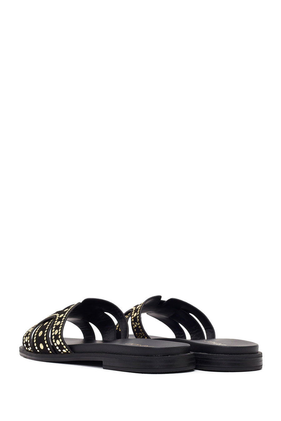 Women's Black Studded Suede Slippers