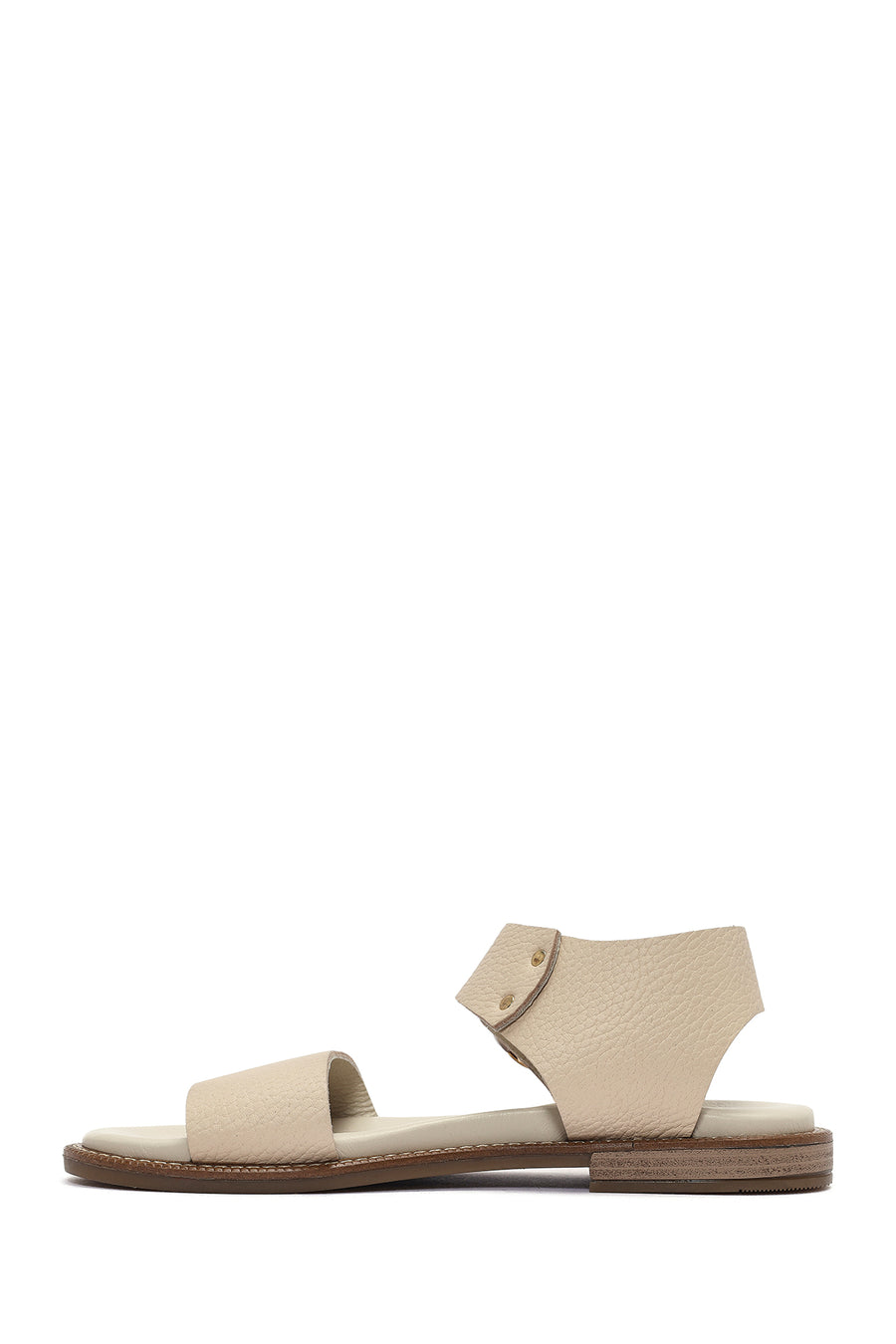 Women's Cream Buckled Leather Sandals