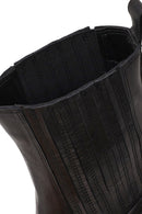Woman Black Chunky-Heel Leather Cowboy Boots | Derimod