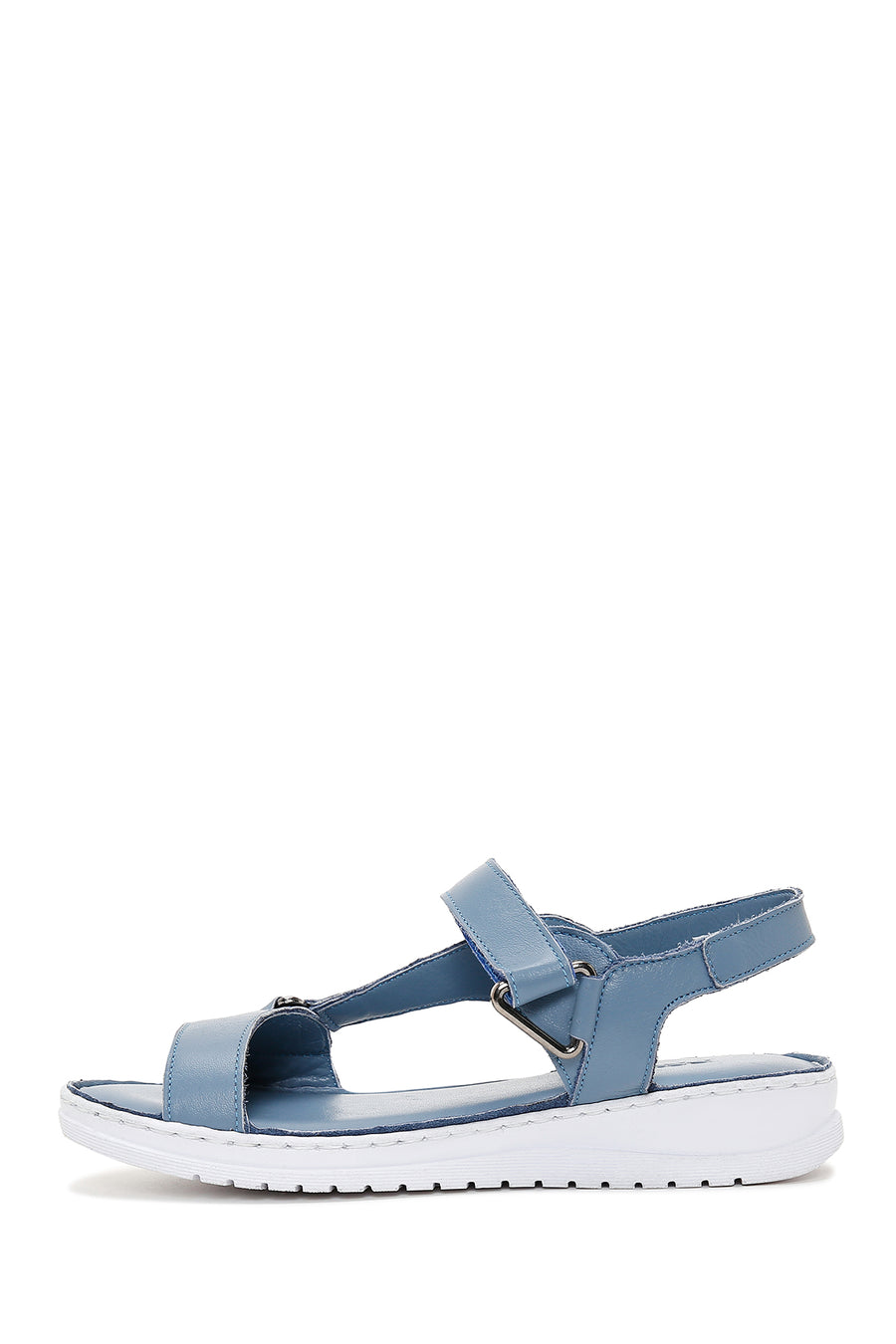 Women's Blue Leather Comfort Sandals