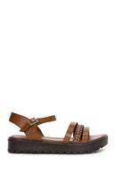 Women's Tan Ankle Strap Leather Bodrum Sandals | Derimod