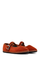 Women's Orange Buckled Fabric Ballet Flat | Derimod