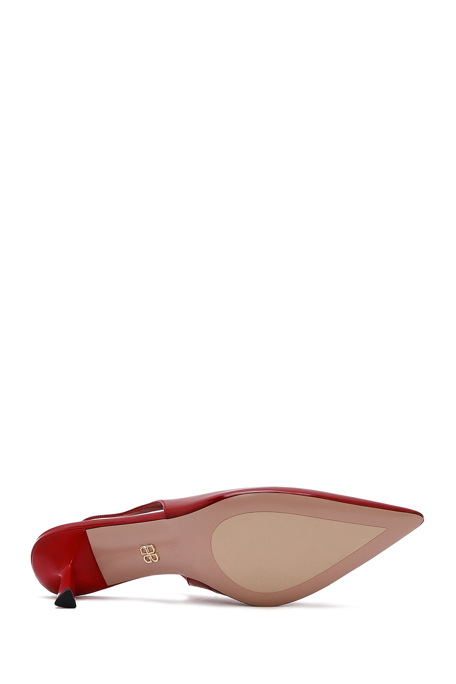 Women's Red Open Back Thin High Heel Leather Shoes