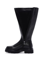 Woman Black Zip Closure Thick-Soled Leather Boot | Derimod