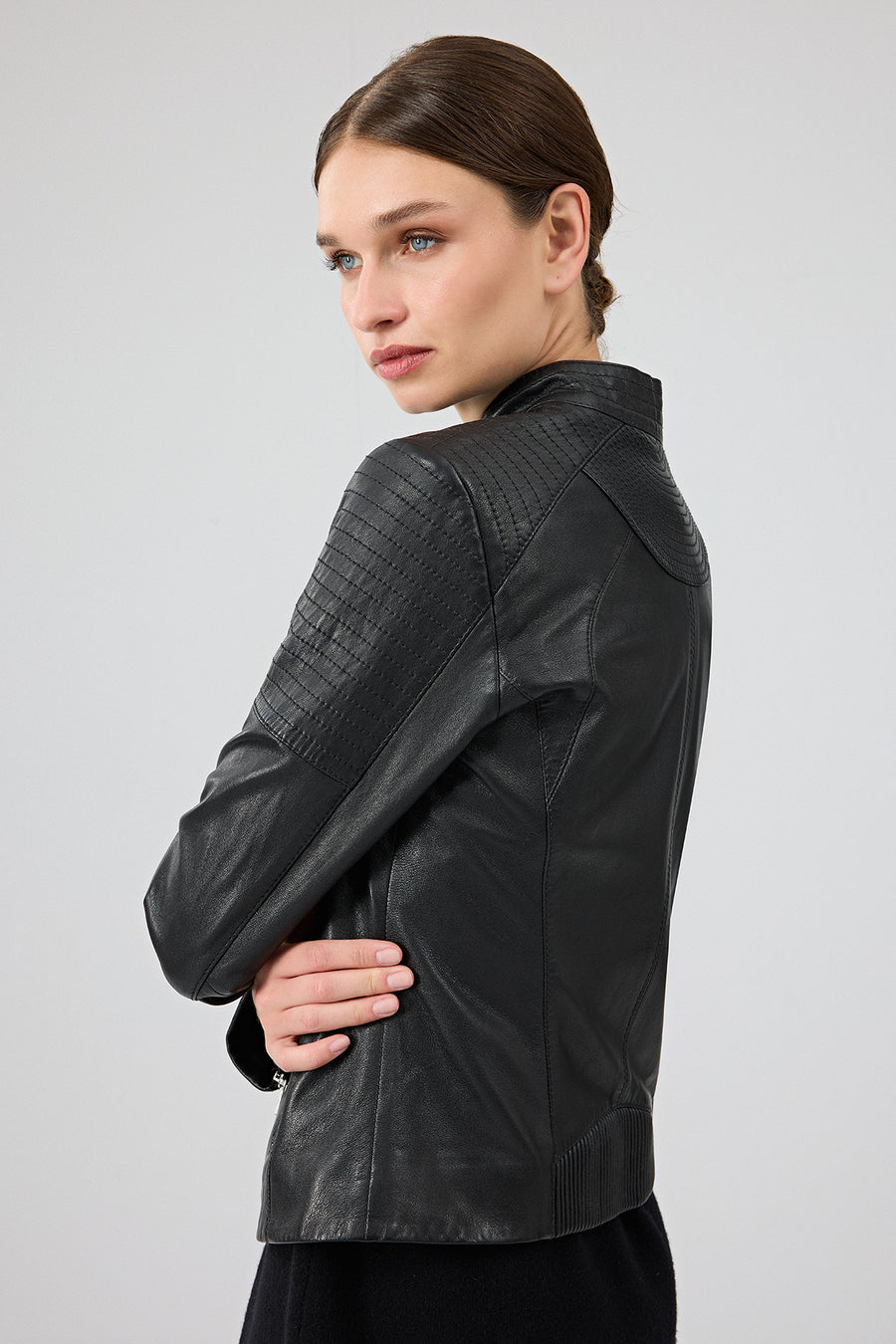 Delano Women's Black Short Leather Jacket