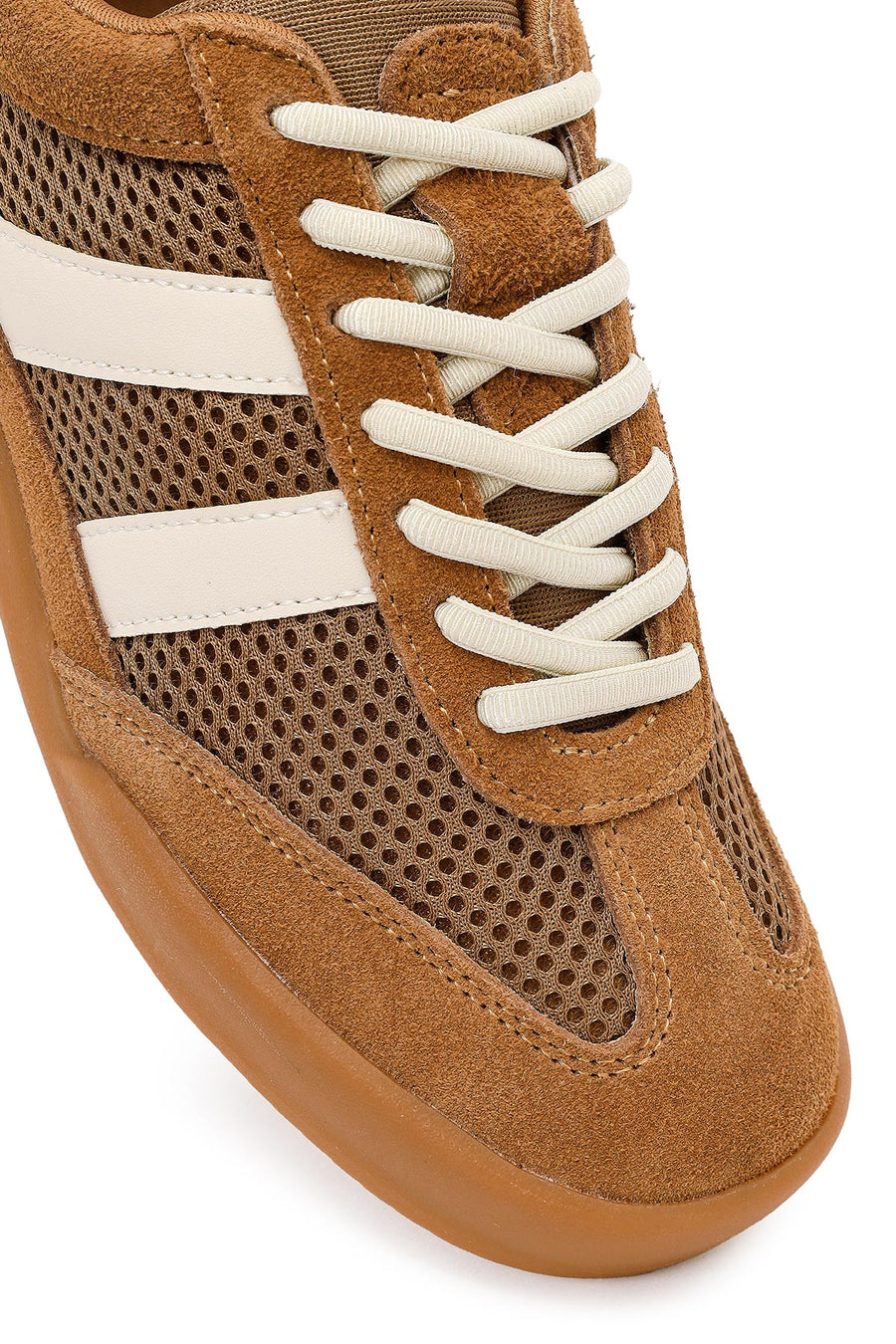 Kadın Kahverengi Bağcıklı Deri Sneaker