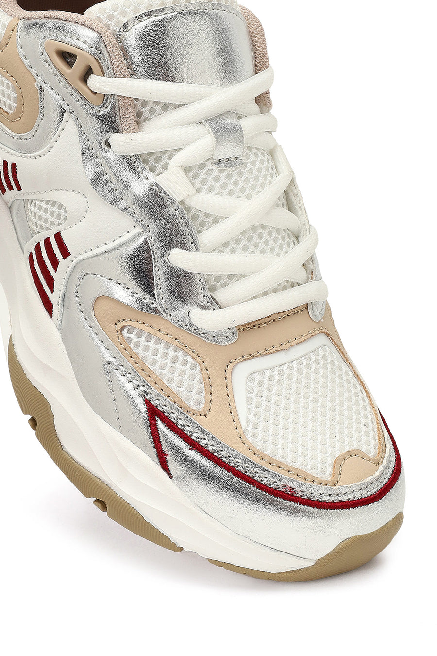 Kadın Bej Bağcıklı Kalın Tabanlı Sneaker