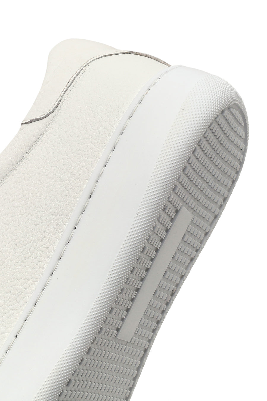 Men's White Lace-Up Thick-Soled Leather Sneaker