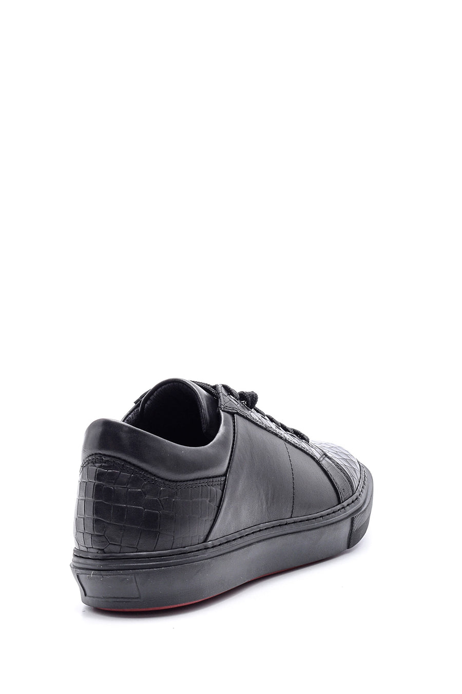 Erkek Kroko Detaylı Deri Sneaker
